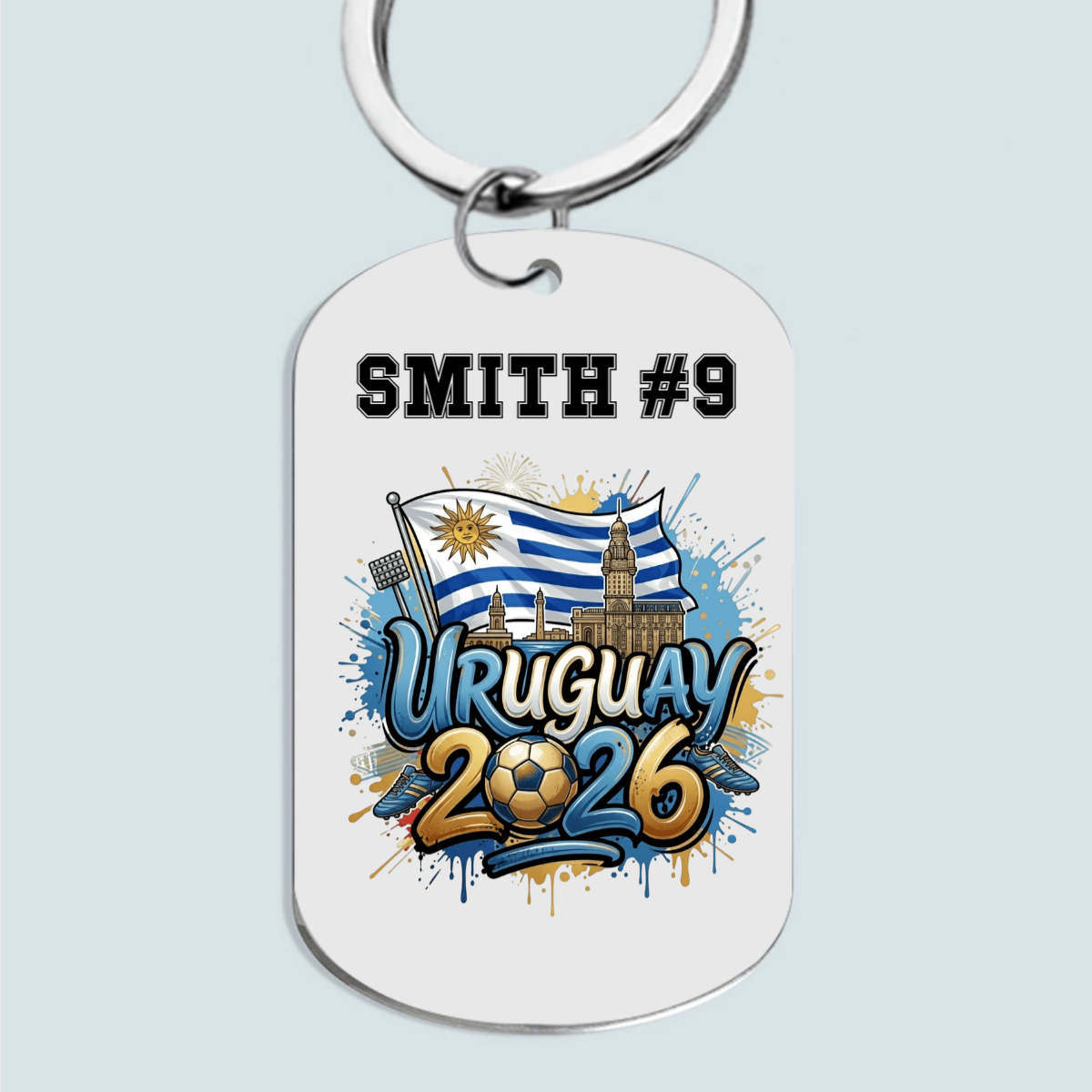 Custom Soccer Ball Country Flag Keychain - Personalized Soccer Stainless Steel Keychain
