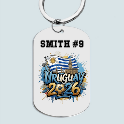 Custom Soccer Ball Country Flag Keychain - Personalized Soccer Stainless Steel Keychain
