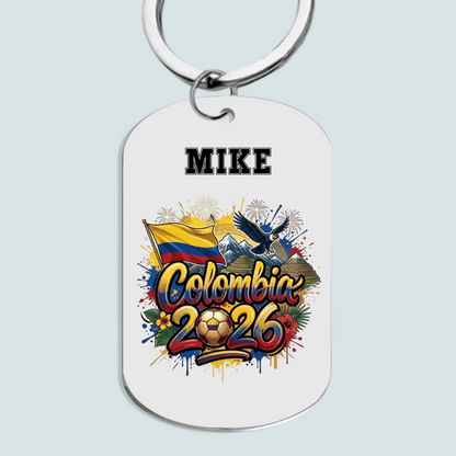 Custom Soccer Ball Country Flag Keychain - Personalized Soccer Stainless Steel Keychain