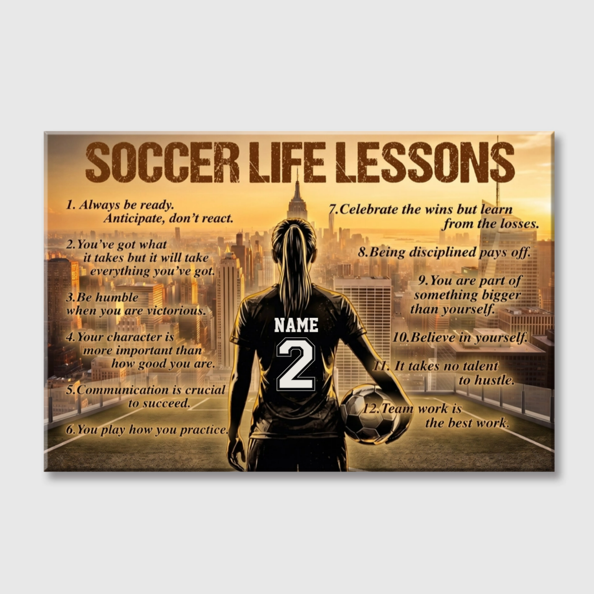 Soccer Life Lessons - Personalized Custom Poster / Canvas - City Skyline Edition
