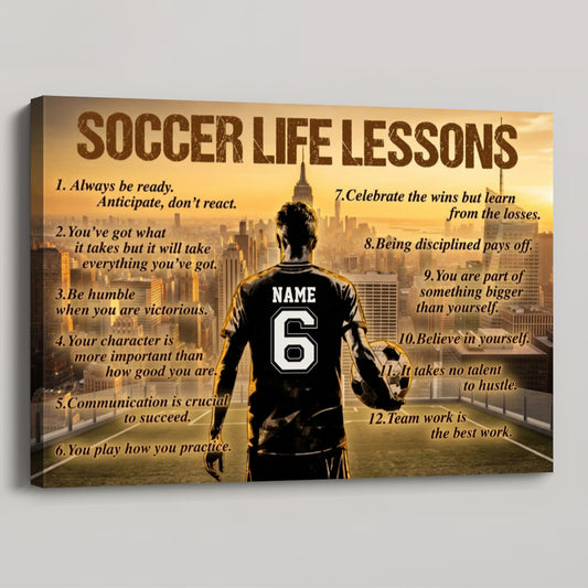 Soccer Life Lessons - Personalized Custom Poster / Canvas - City Skyline Edition