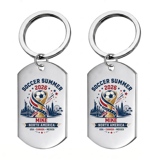 Personalized Soccer Summer 2026 Commemorative Stainless Steel Keychain