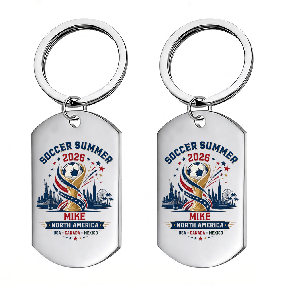 Personalized Soccer Summer 2026 Commemorative Stainless Steel Keychain