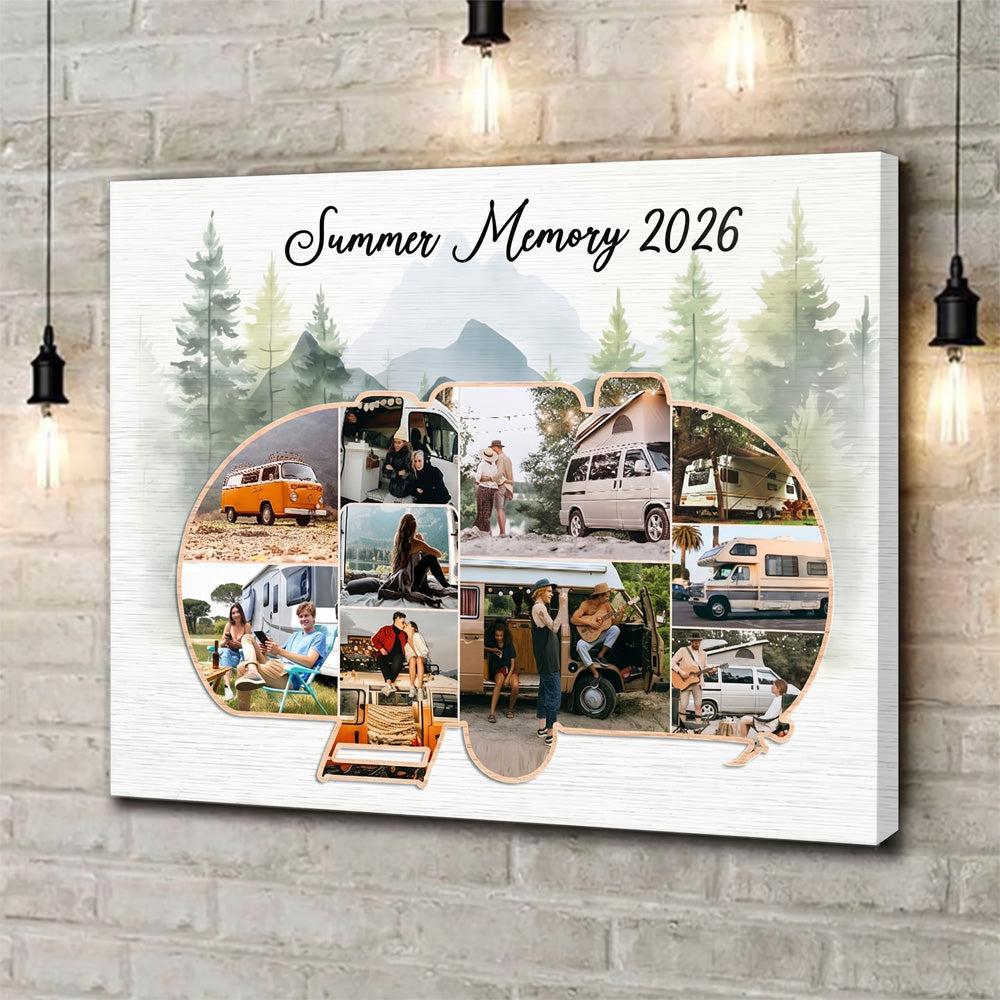 Personalized Campervan Collage Canvas / Poster - Custom Road Trip Gift for Campers