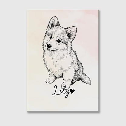 "Paws & Hearts: Your Pet’s Portrait Showcase" - A Stylish Vertical Canvas / Poster Template for 1-3 Pet Photos  - Custom Gift for Pet Lovers