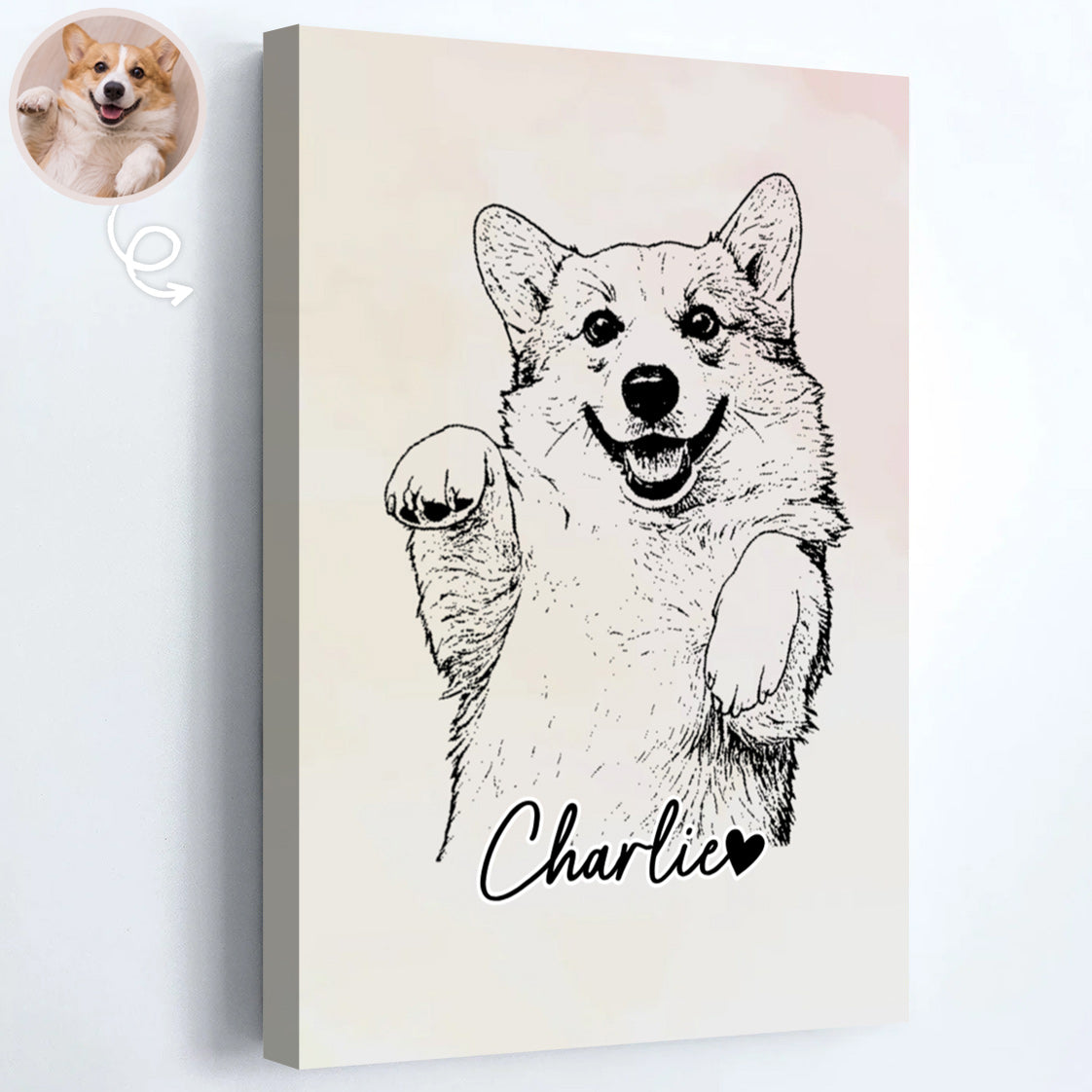 "Paws & Hearts: Your Pet’s Portrait Showcase" - A Stylish Vertical Canvas / Poster Template for 1-3 Pet Photos  - Custom Gift for Pet Lovers