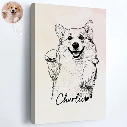 "Paws & Hearts: Your Pet’s Portrait Showcase" - A Stylish Vertical Canvas / Poster Template for 1-3 Pet Photos  - Custom Gift for Pet Lovers