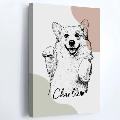 "Paws & Hearts: Your Pet’s Portrait Showcase" - A Stylish Vertical Canvas / Poster Template for 1-3 Pet Photos  - Custom Gift for Pet Lovers