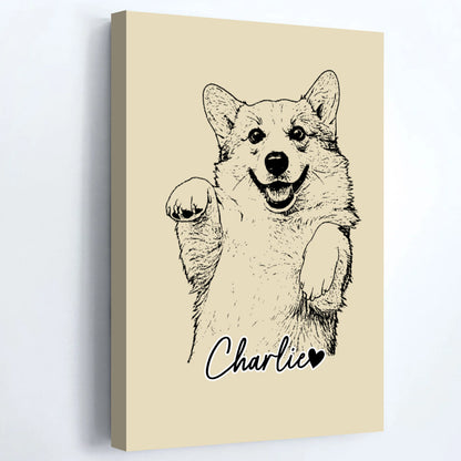 "Paws & Hearts: Your Pet’s Portrait Showcase" - A Stylish Vertical Canvas / Poster Template for 1-3 Pet Photos  - Custom Gift for Pet Lovers