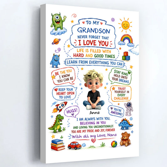 To My Grandson Never Forget That I Love You - Personalized Monster Theme Poster / Canvas