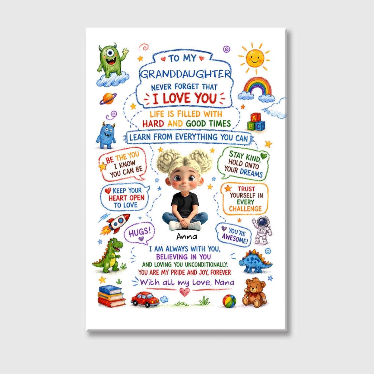 To My Grandson Never Forget That I Love You - Personalized Monster Theme Poster / Canvas