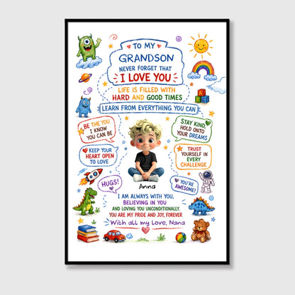 To My Grandson Never Forget That I Love You - Personalized Monster Theme Poster / Canvas