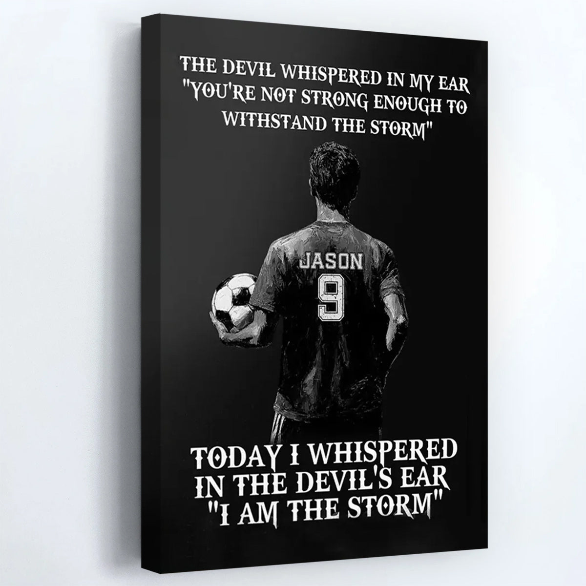 "I Am The Storm" Personalized Soccer Boy Poster / Canvas - Custom Wall Art Gift for Teen Boys