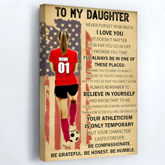 To My Daughter Personalized Soccer Poster / Canvas - Custom Gift for Soccer Players