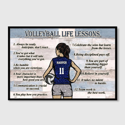 Personalized Volleyball Life Lessons Canvas / Poster - Custom Gift For Volleyball Lover