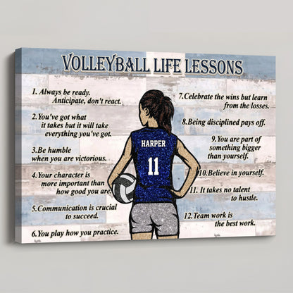 Personalized Volleyball Life Lessons Canvas / Poster - Custom Gift For Volleyball Lover