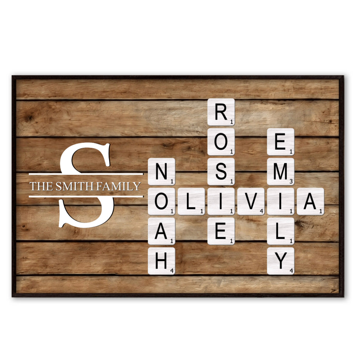 Custom Family Name Crossword Canvas / Poster - Personalized Wall Art Gift for Family