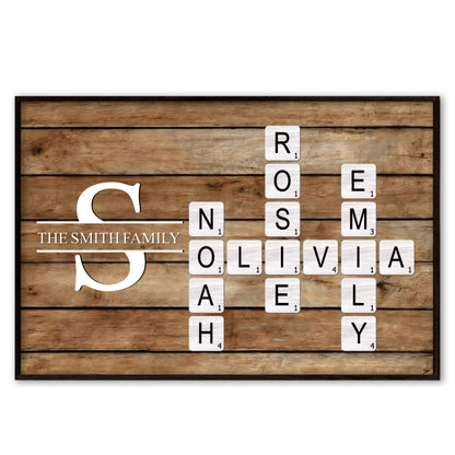 Custom Family Name Crossword Canvas / Poster - Personalized Wall Art Gift for Family