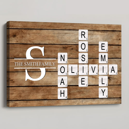 Custom Family Name Crossword Canvas / Poster - Personalized Wall Art Gift for Family