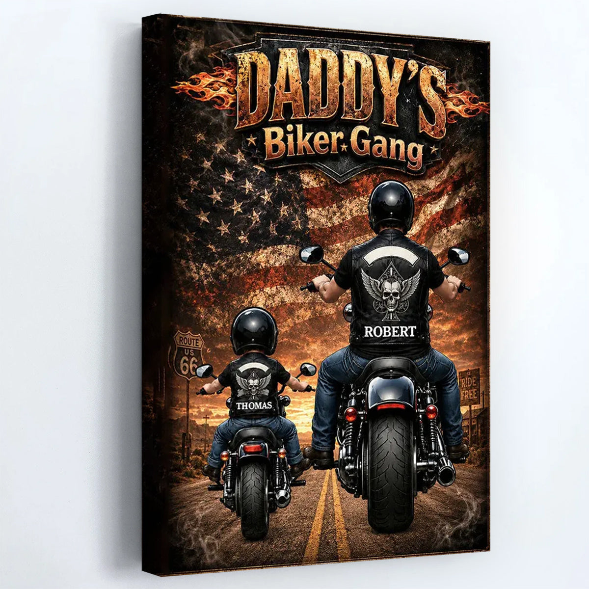 "Daddy's Biker Gang" Personalized Motorcycle Poster / Canvas - Custom Father's Day Gift for Dad or Husband
