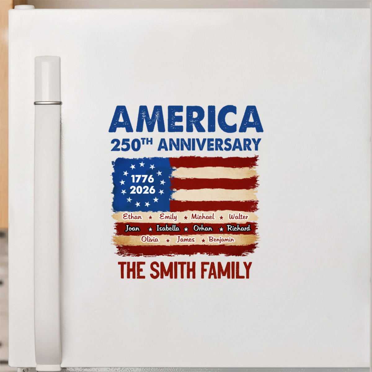 Personalized USA Flag Family Sticker - Custom Family Name