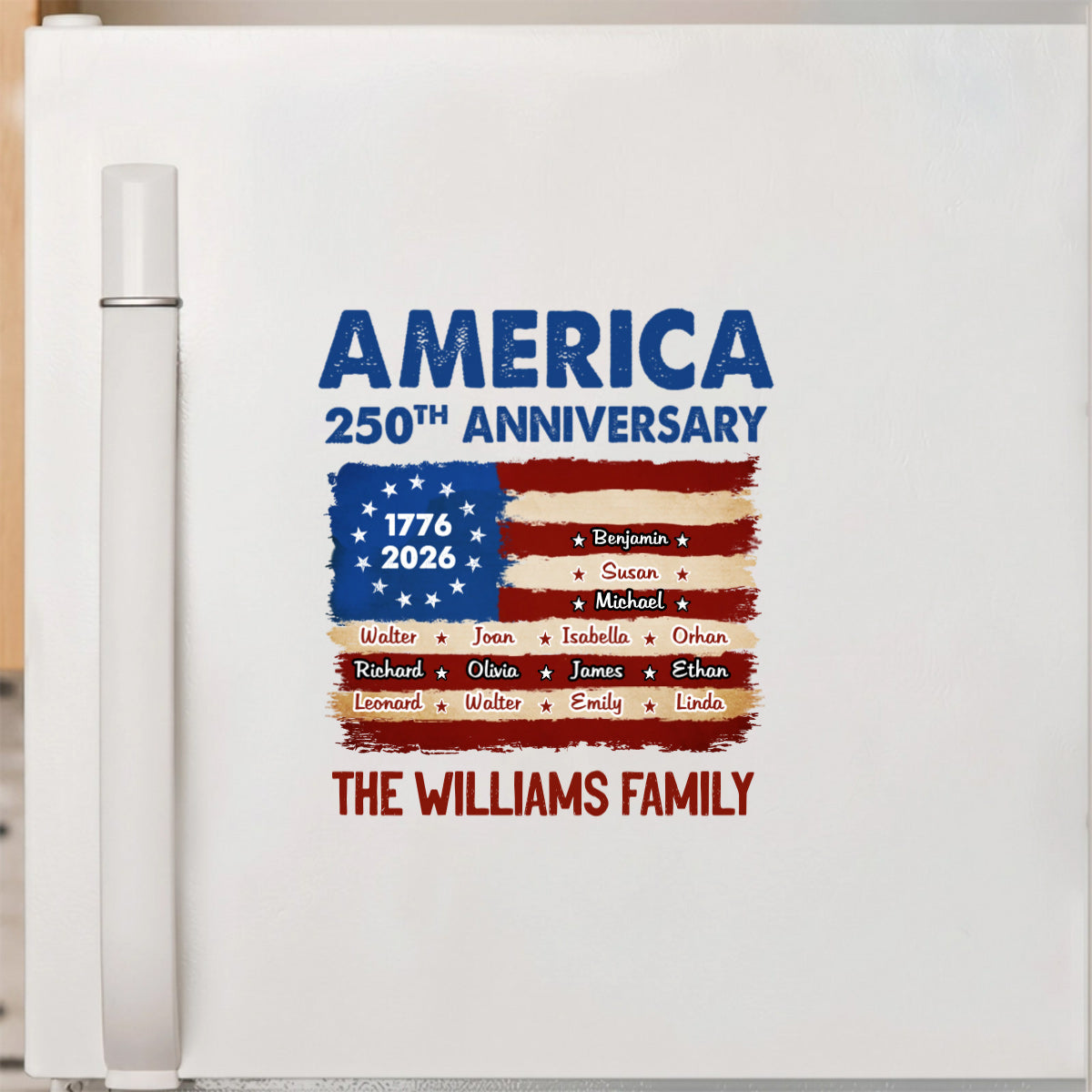Personalized USA Flag Family Sticker - Custom Family Name