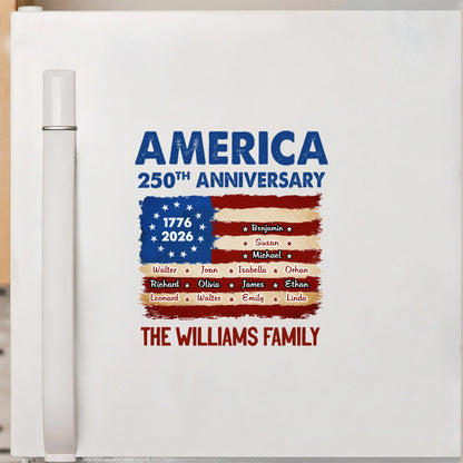 Personalized USA Flag Family Sticker - Custom Family Name