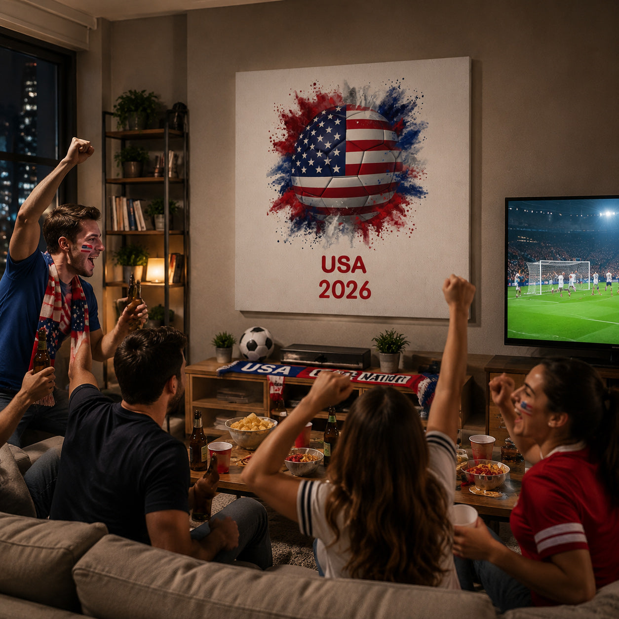 Custom Soccer Ball Country Flag Square Canvas - Personalized Soccer Square Canvas
