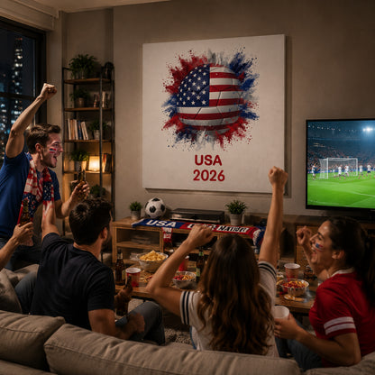 Custom Soccer Ball Country Flag Square Canvas - Personalized Soccer Square Canvas