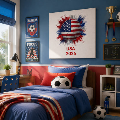 Custom Soccer Ball Country Flag Square Canvas - Personalized Soccer Square Canvas