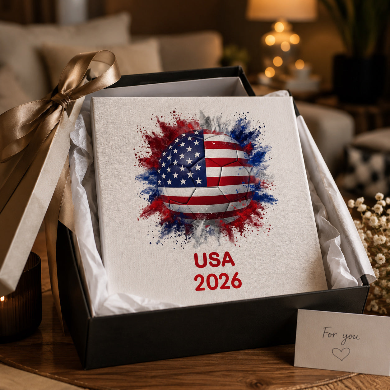 Custom Soccer Ball Country Flag Square Canvas - Personalized Soccer Square Canvas
