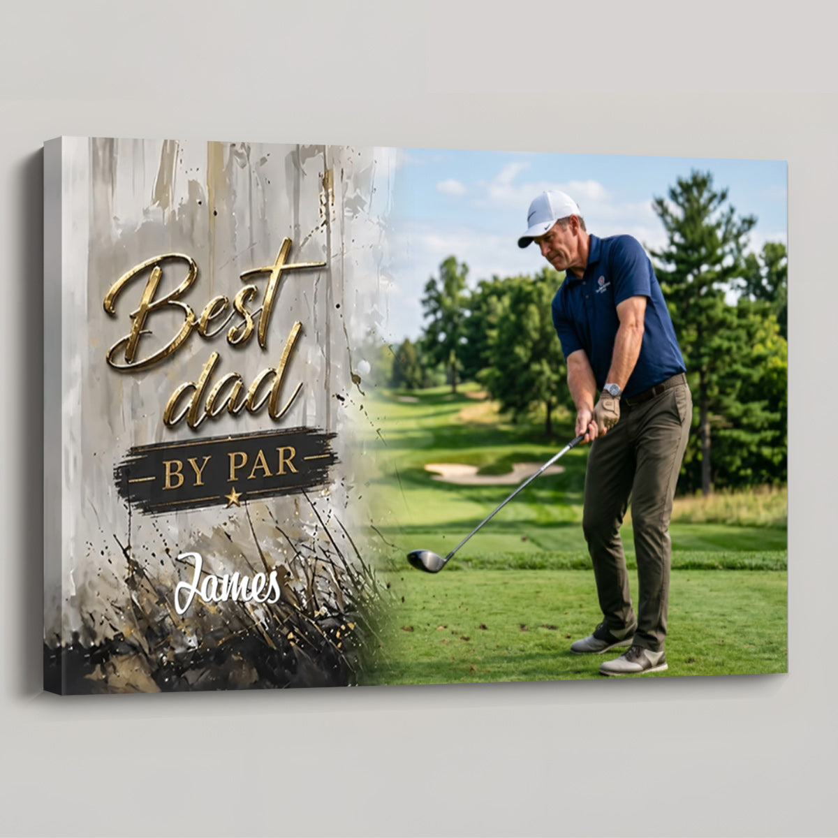 Best Golf Dad By Par Personalized Photo Canvas / Poster - Custom Gift for Golfers