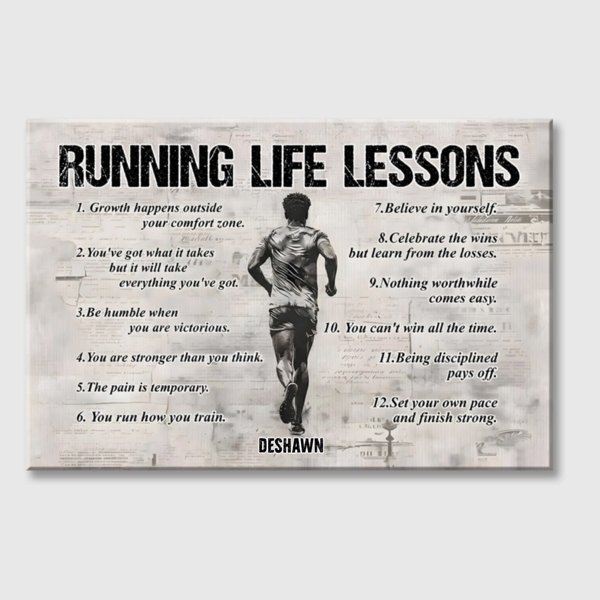 Personalized Life Lessons Poster / Canvas for African American Runners - Gift For Running Lovers