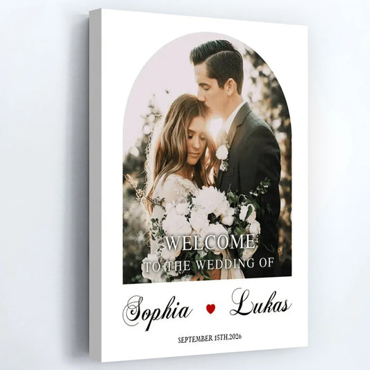 Welcome to the Wedding of - Personalized Custom Couples Photo Canvas / Poster
