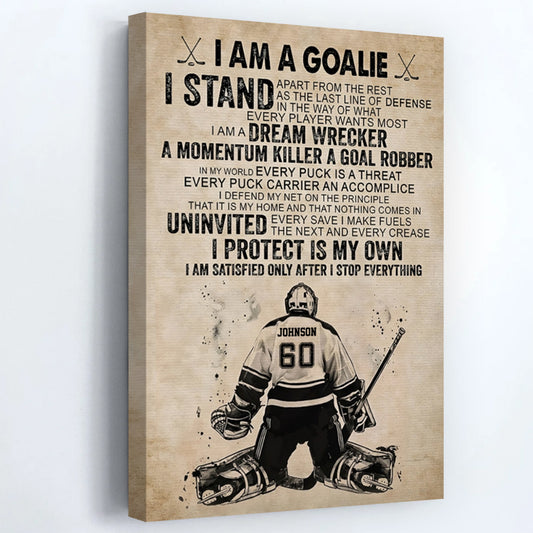 Personalized Hockey Goalie Player Poster / Canvas - Gift For Hockey Lovers