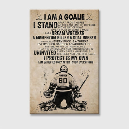 Personalized Hockey Goalie Player Poster / Canvas - Gift For Hockey Lovers