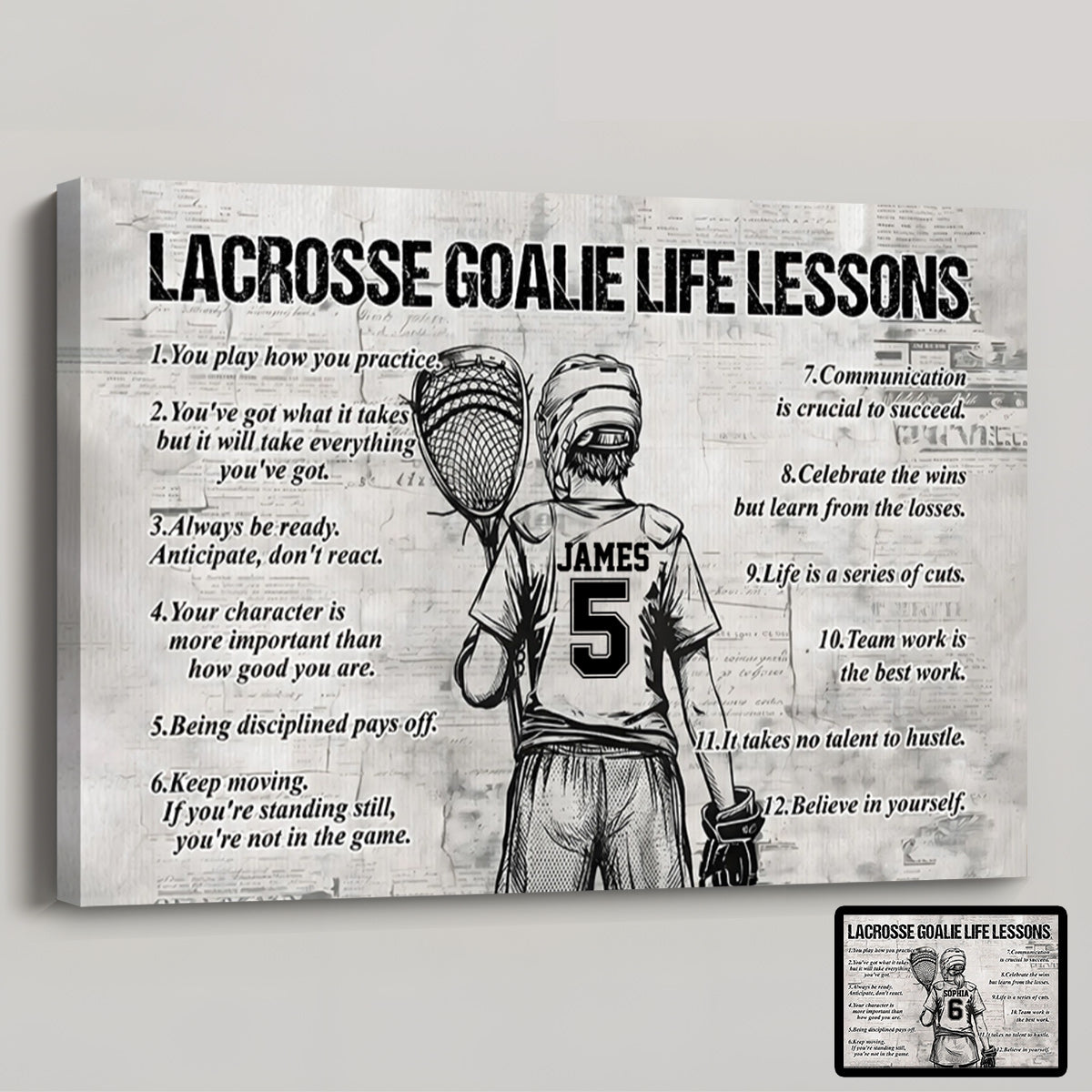 Lacrosse Goalie Life Lessons - Personalized Custom Canvas & Poster for Sports Enthusiasts