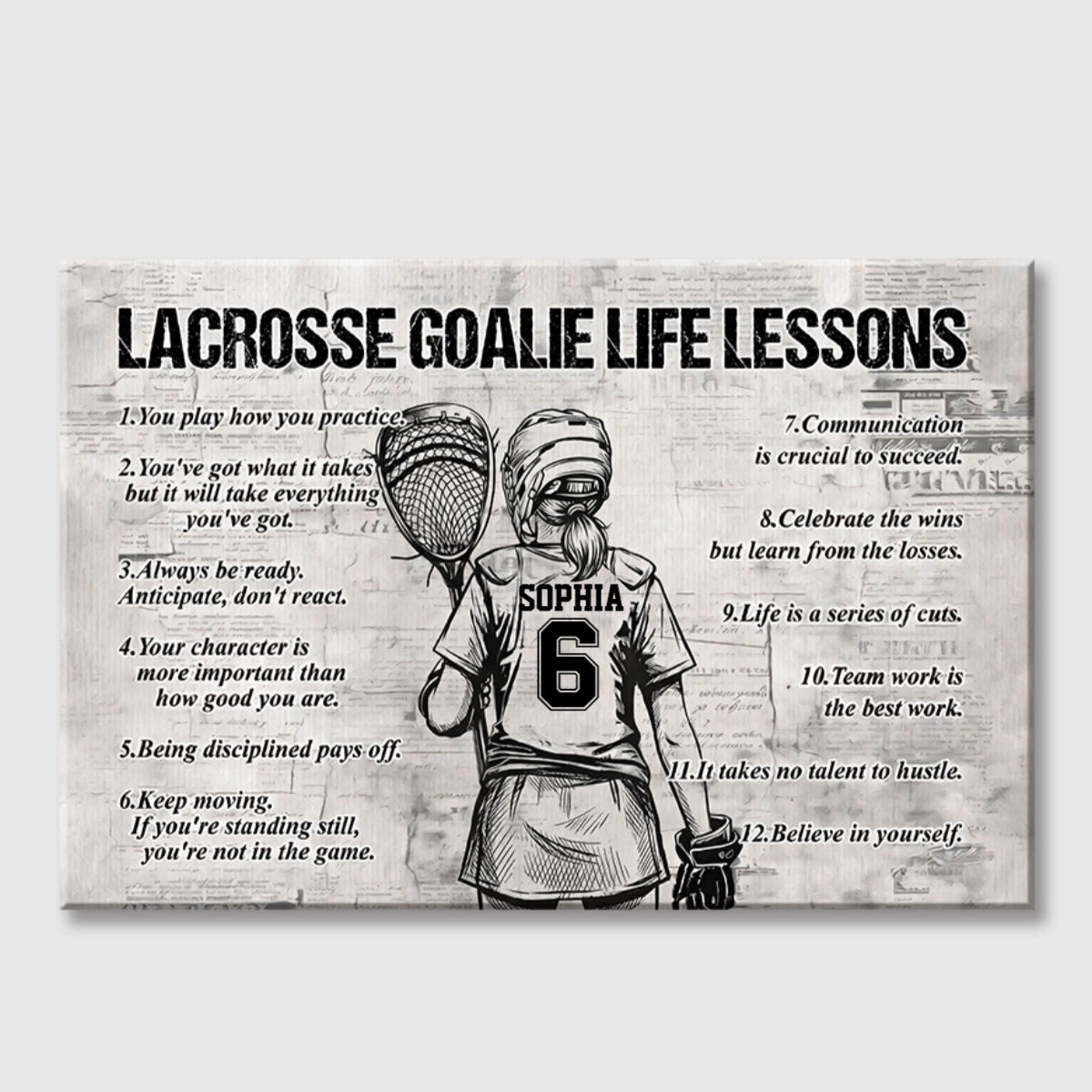 Lacrosse Goalie Life Lessons - Personalized Custom Canvas & Poster for Sports Enthusiasts