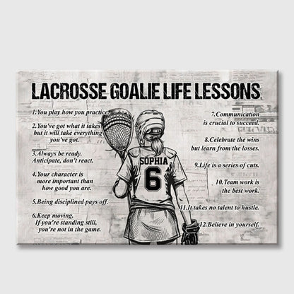 Lacrosse Goalie Life Lessons - Personalized Custom Canvas & Poster for Sports Enthusiasts