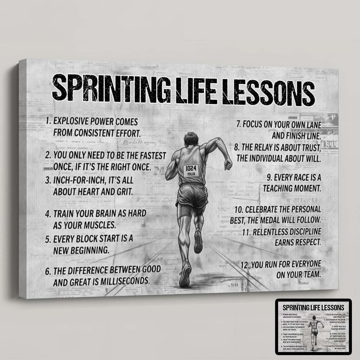 Sprinting Life Lessons - Personalized Canvas / Poster