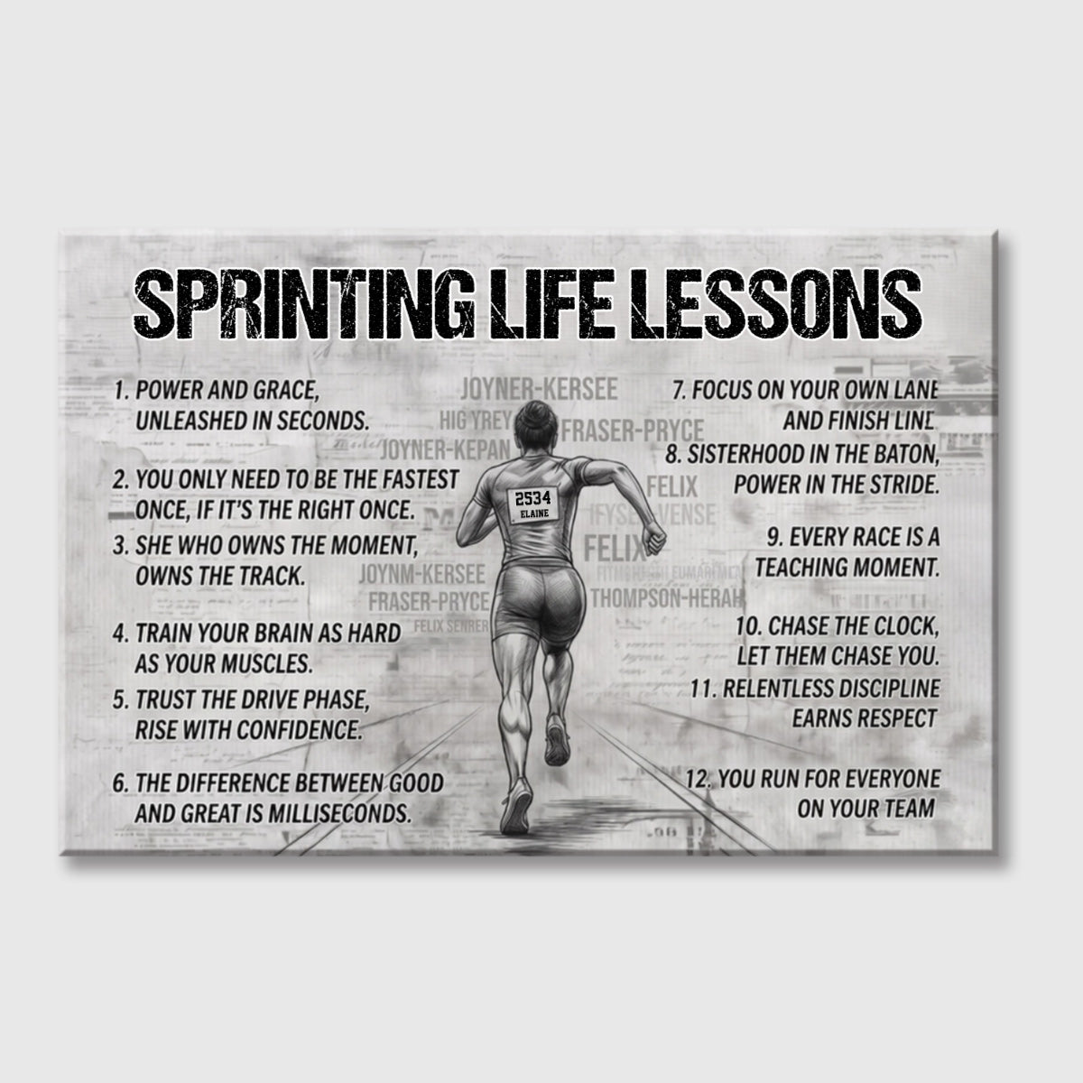 Sprinting Life Lessons - Personalized Canvas / Poster