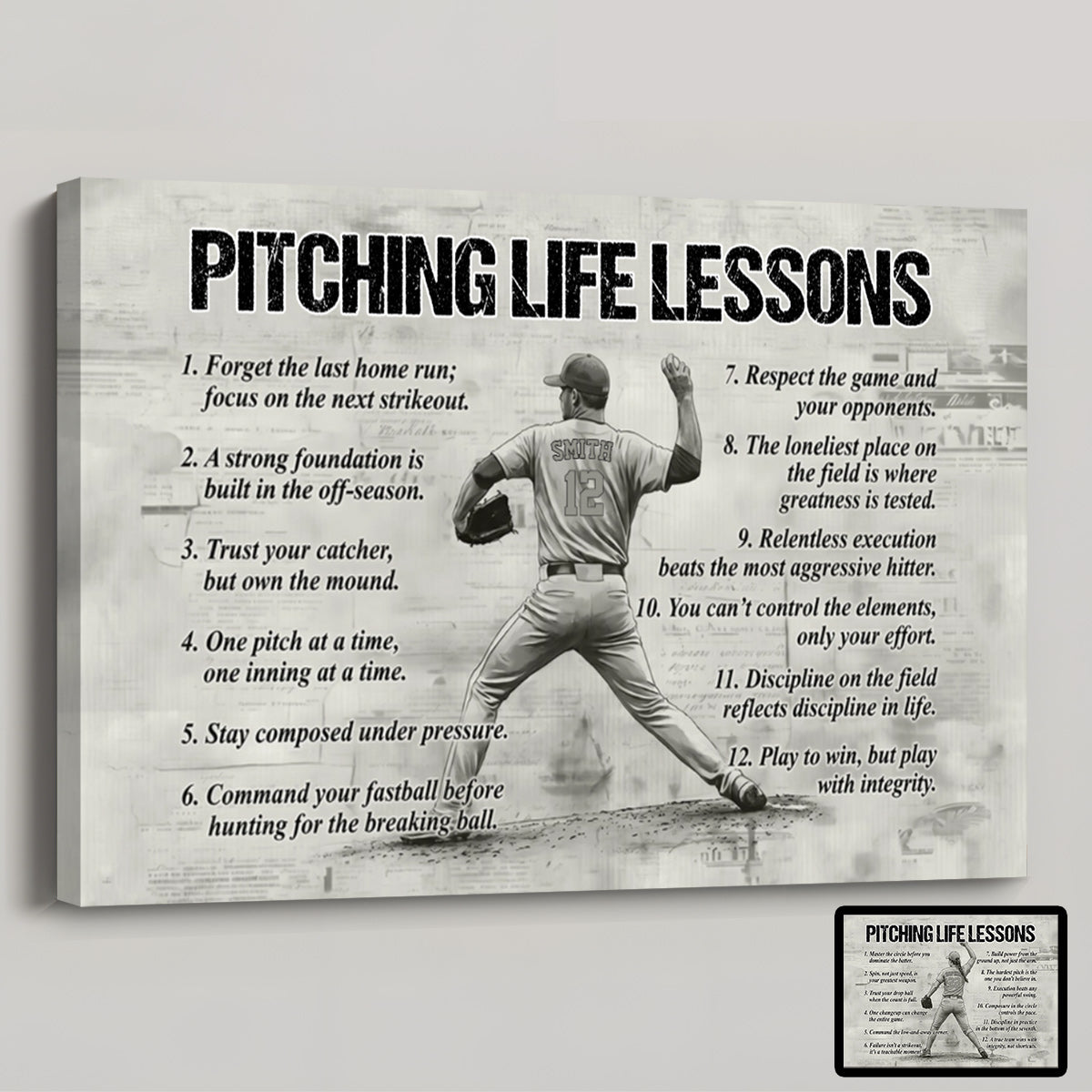 Pitching Life Lessons - Personalized Canvas / Poster - Custom Gift For Pitcher