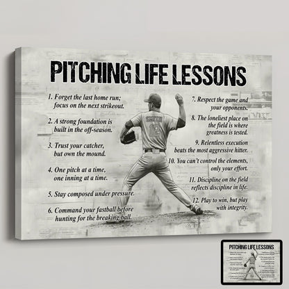 Pitching Life Lessons - Personalized Canvas / Poster - Custom Gift For Pitcher