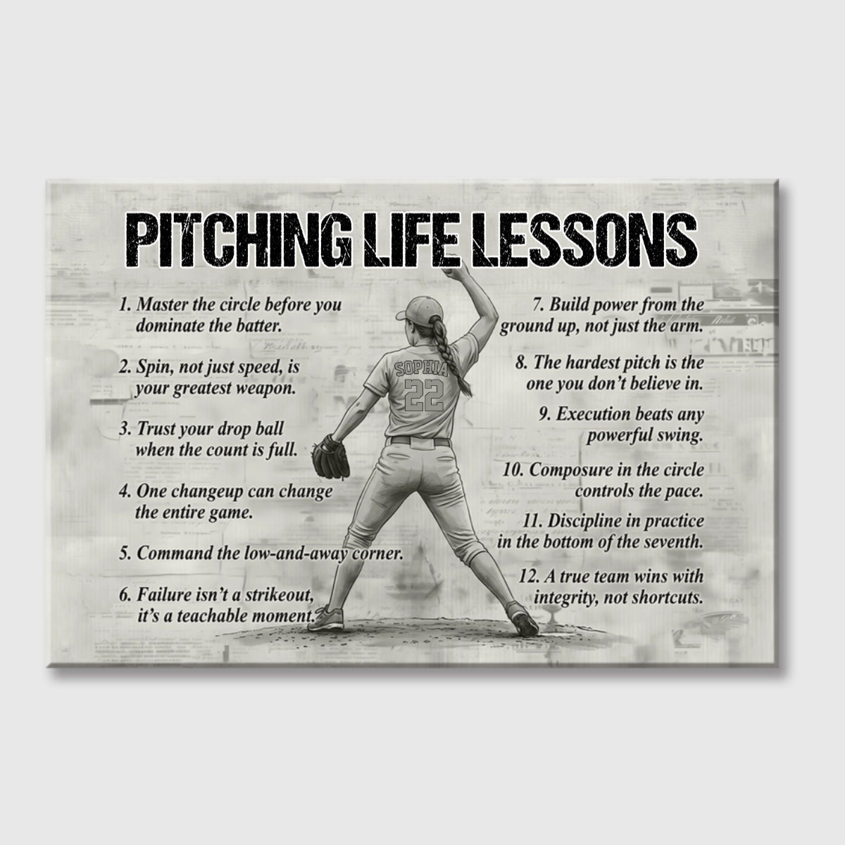 Pitching Life Lessons - Personalized Canvas / Poster - Custom Gift For Pitcher