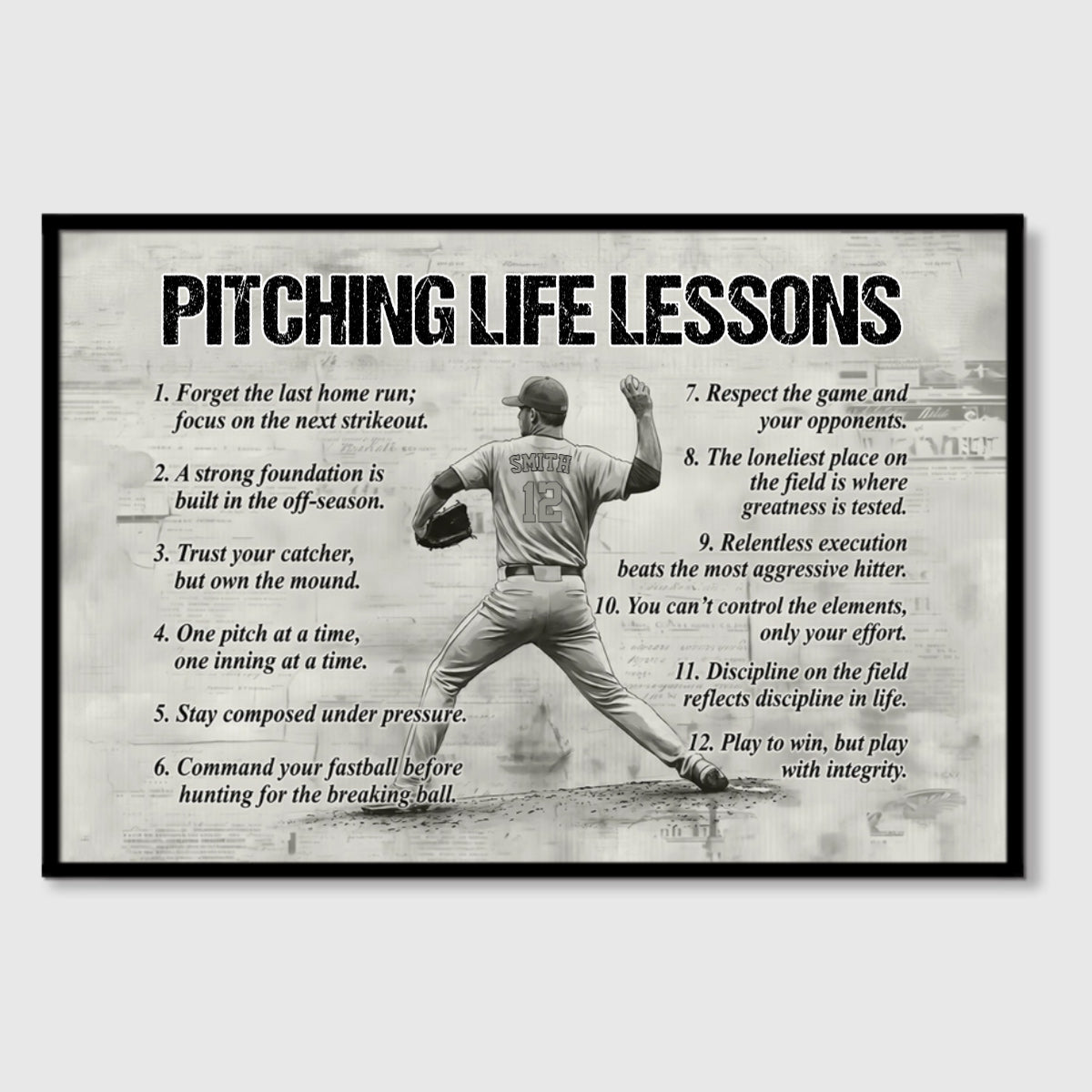 Pitching Life Lessons - Personalized Canvas / Poster - Custom Gift For Pitcher