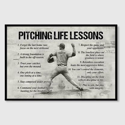 Pitching Life Lessons - Personalized Canvas / Poster - Custom Gift For Pitcher