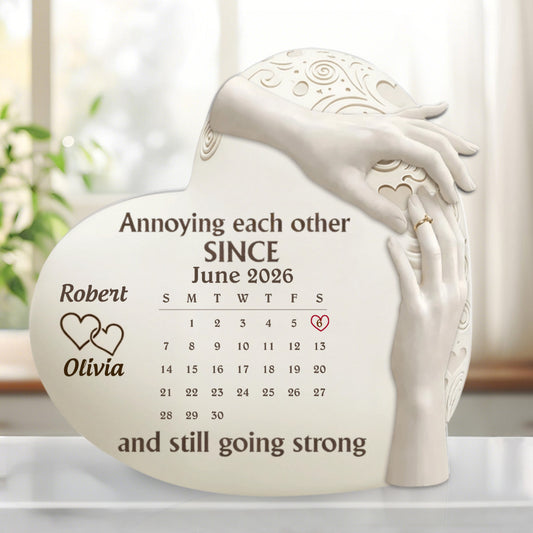 "Annoying Each Other Since" Personalized Couple Acrylic Plaque - Custom Anniversary Heart Gift