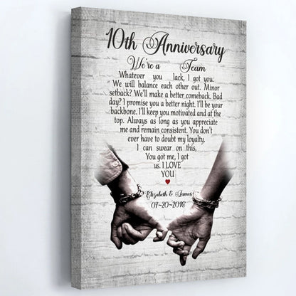 Personalized 10th Anniversary Canvas / Poster - Custom Wedding Anniversary Gift
