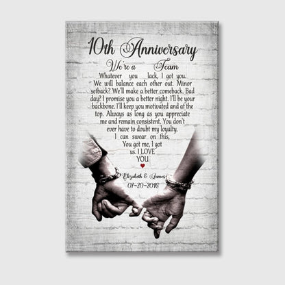 Personalized 10th Anniversary Canvas / Poster - Custom Wedding Anniversary Gift
