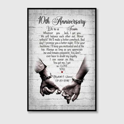 Personalized 10th Anniversary Canvas / Poster - Custom Wedding Anniversary Gift